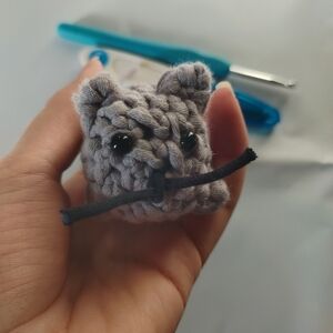 Handmade Cat Toy Gray Crochet